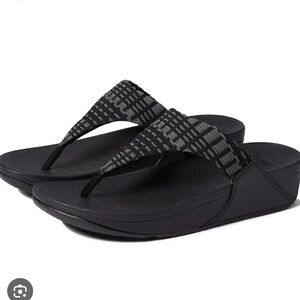 FitFlop Lulu Art Denim Toe-Post Sandals, size 10